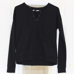 Black Lace-Up Women’s Sweatshirt